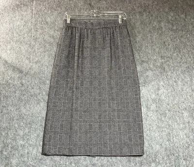 Falda Rafaella Mujer Pequeña Gris Bolsillos a Cuadros Mezcla de Lana Midi Oficina Cápsula Foto 1 de 4