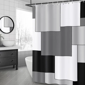 Black and Grey Shower Curtain Mordern Geometric Gray Shower Curtains for Bath... - Picture 1 of 6