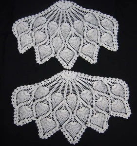 Vtg Hand Crochet 2 Snood Pineapple Welcome Backs  23x15" each Granny Made Kitchy - Picture 1 of 3
