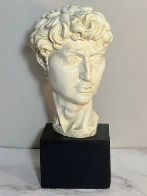 Vtg. Michelangelo David Head Bust Marble Sculpture Santini  9” - 13” w/Base - Image 1 of 4
