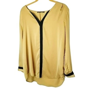Wendy Williams Blouse Top Long Sleeve Black Trim Career Casual L Tunic Office - Picture 1 of 7