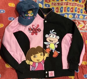 Dora The Explorer Jacket Nascar Style Youth Xl Nick Jr. Denim Hat JH Design Y2K - Picture 1 of 16