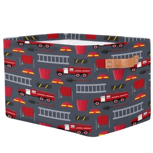 Fire Trucks Large Rectangle Storage Basket Fire Car Storage Bin Collapsible C... - Bild 1 von 9