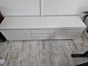 IKEA Besta TV Bench Sideboard Storage Unit High-Gloss White - Picture 1 of 5
