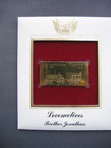 1987 Brother Jonathan Locomotives 22kt Gold GOLDEN FDC replica FDI STAMP FCI - Picture 1 of 3