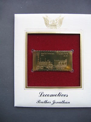 1987 Brother Jonathan Locomotives 22kt Gold GOLDEN FDC replica FDI STAMP FCI - Image 1 of 3