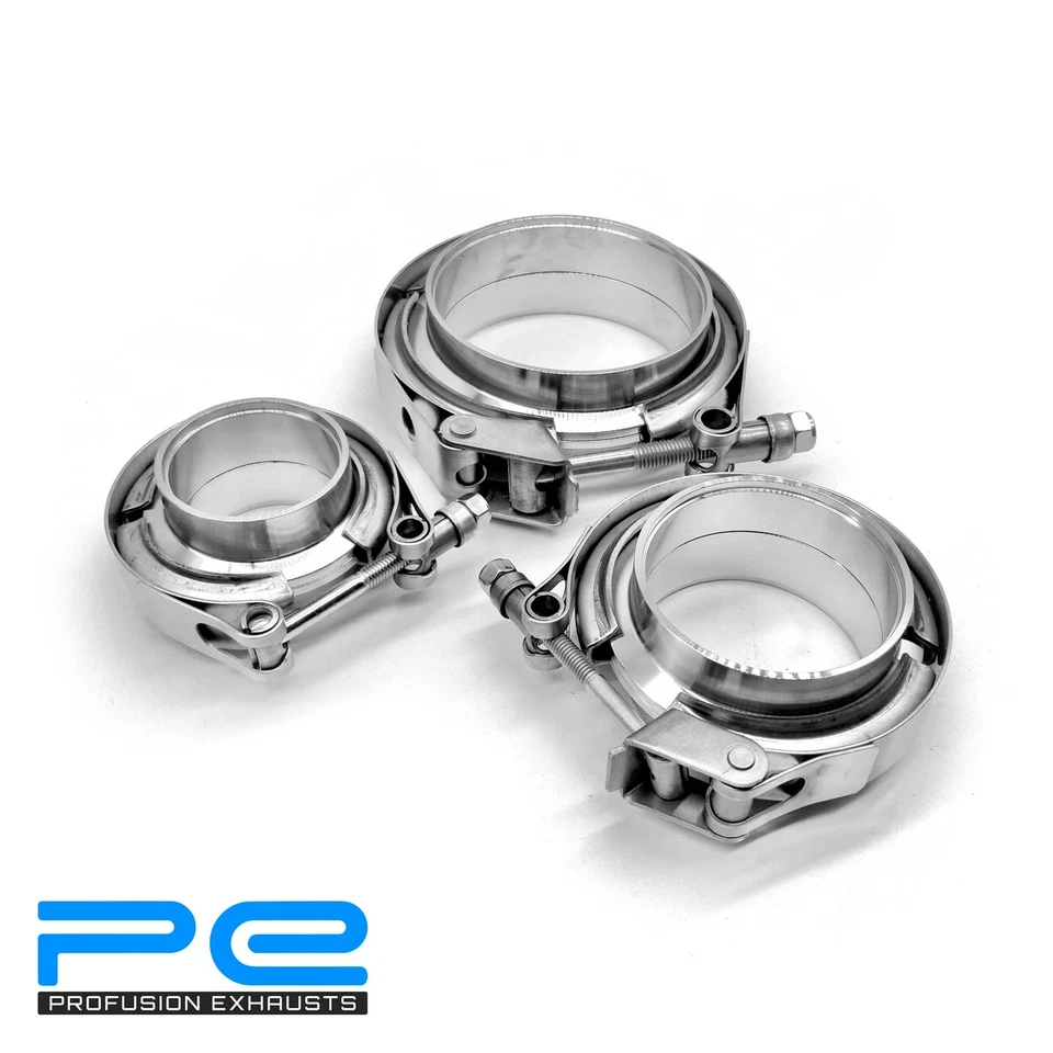 PROFUSION EXHAUSTS 1.75" - 3.5" Exhaust V Band Clamp 304 Stainless Steel Kit Quick Release M / F