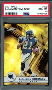 2001 Topps Finest #132 LaDainian Tomlinson Rookie #145/1000 PSA 10 - Foto 1 di 2