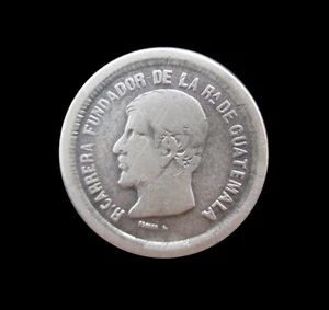 GUATEMALA REAL 1867 R RAFAEL CARRERA SILVER KM 141 #4373# - Picture 1 of 2