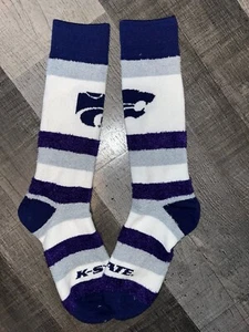 KANSAS STATE WILDCATS COLLEGE TEAM WHITE WOMENS SOFT COMFY FUZZY CREW SOCKS - Picture 1 of 1