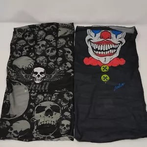 2 X Multi-way Biker Scarf Joker Skull Black Hat Neck Warm - Picture 1 of 4