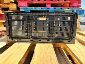Black 6425 Reusable Plastic Stackable Folding Storage Crate - GUC AS IS - Picture 1 of 2