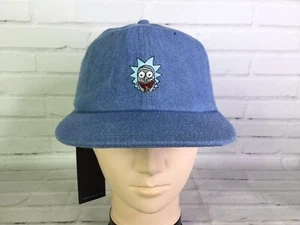 CRSHR Rick and Morty Logo Denim Adjustable Strapback Dad Hat Cap One Size Blue - Picture 1 of 8