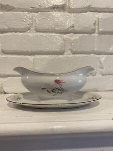 Vintage Royal Duchess China Gravy Boat With Attached Underplate Germany
