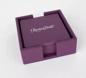 Russian Pointe Purple Leather Coasters Ballet / Dance Accessories Set Of 6 NIB - Picture 1 of 3