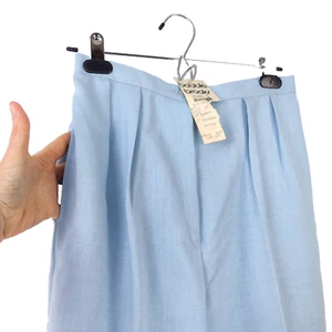 Vintage Pants Bobbie Brooks Blue High Waist Pleated Flax Blend with Tags W26 S - Picture 1 of 11