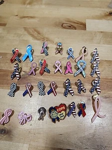 28 Ribbon Pins/Broaches, Breast Cancer Awareness, Support Troops, And Misc. ¿ - Picture 1 of 4