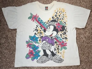 Vintage Disney Men's Minnie Mouse Big Print Floral T-Shirt Sz 3XL 90's - Picture 1 of 18
