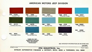Jeep CJ 5 1972 Commando Wagoneer camioneta pickup hoja de virutas de pintura (PPG) - Imagen 1 de 1