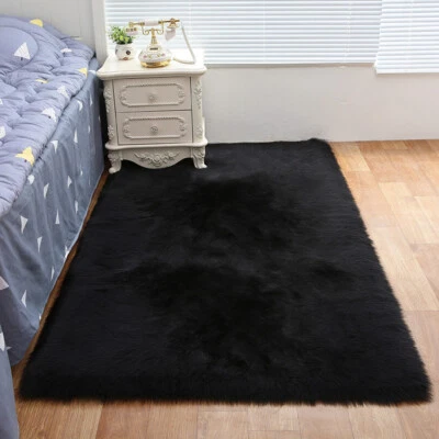 Fluffy Rugs Bedroom Furry Carpet Bedside Sheepskin Area Children Play Room Decor - Image 1 of 4