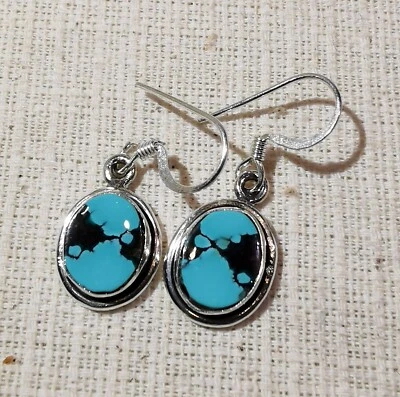 Ohrringe mit echtem Türkis, 925er Silber - Rarität - echt - - Bild 1 von 4