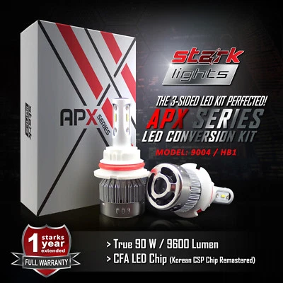 Stark APX 90W 9600LM LED 6000K White Headlight Dual Hi Lo Bulbs PAIR - 9004 HB1 - Image 1 of 4
