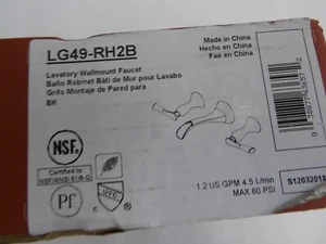 NEW PFISTER RHEN MATTE BLACK WALL MOUNT BATHROOM SINK LAV FAUCET LG49-RHB2 - Picture 1 of 3