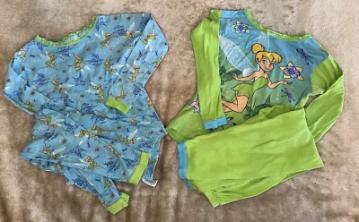 Disney пижамы девочек размер 8 Динь-Динь 2шт 2 пары лот зеленый длинным рукавом - Изображение 1 из 4