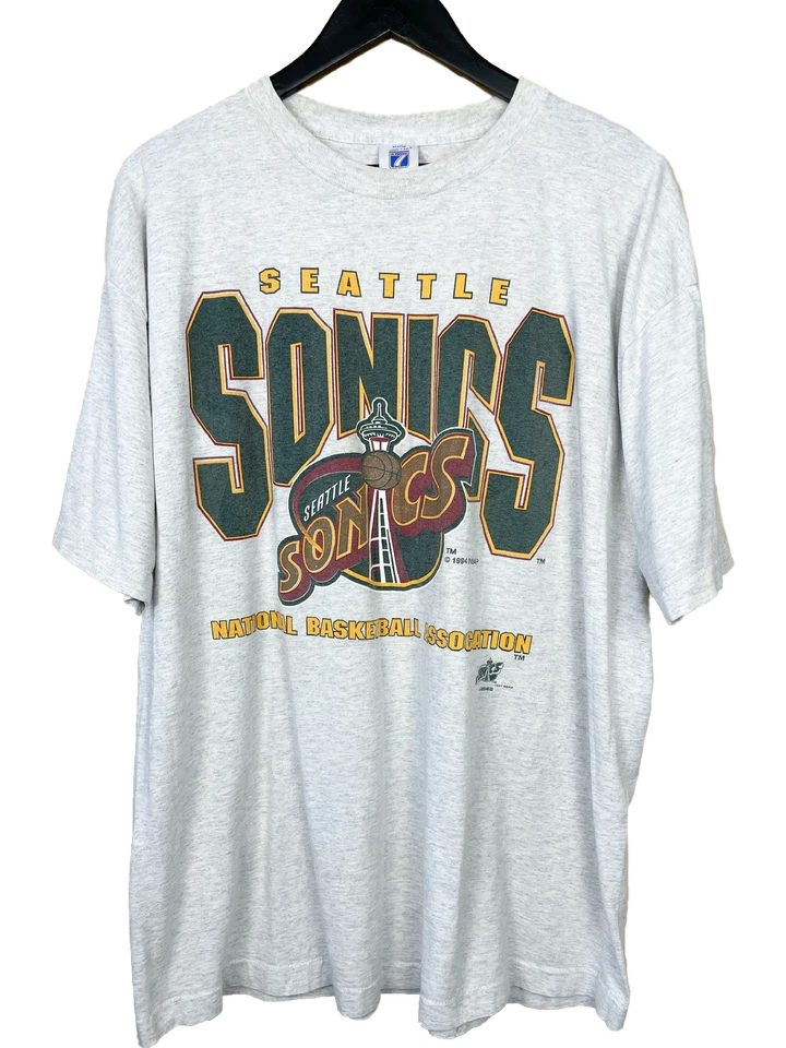 Перепечатка Seattle Supersonics 90-х логотип графический пепел футболка основной футболка HN1839 - Изображение 1 из 1