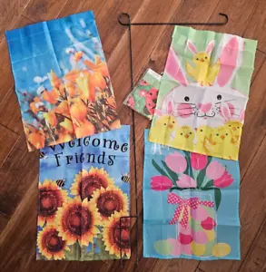 2 Mini Flag Holders and 5 Mine Flags Easter Spring Sunflowers - Picture 1 of 10