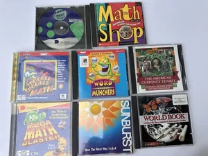 Lot Of 8 Vintage Educational CD-ROMs, Math Blaster, Word Munchers, World Book - Picture 1 of 15