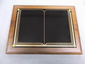 9 x 12 plaque solid walnut landscape book black brass plate trophy parts - Picture 1 of 4