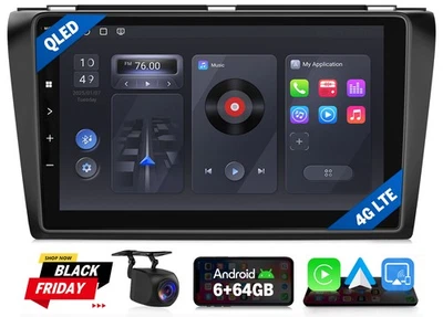 For Mazda 3 2004-2009 9" Car Stereo Radio GPS Android 13 8Core Apple CarPlay DSP - Image 1 of 4
