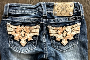 WOMENS Miss Me Rhinestones Pocket Signature Boot Jeans 26x34 Rodeo State Fair - Picture 1 of 13