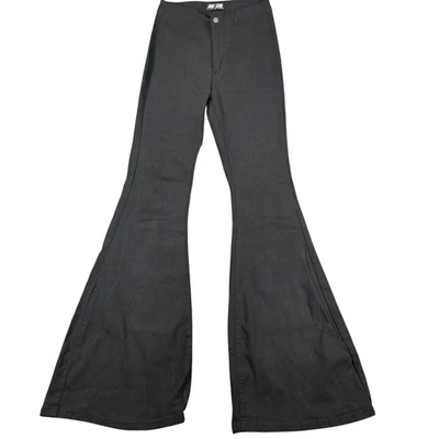 JC & JQ Pants Womens Large Petite Black Flare Bell Bottom High Rise Stretch - Image 1 of 4