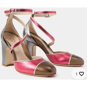 "Mavette Nola D'orsay 3"" plata rosa metálica mujer talla 36 EE. UU. talla 6 $480 nuevo sin caja" - Imagen 1 de 8