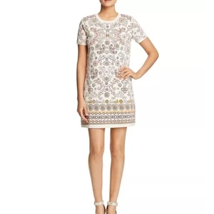 Tory Burch Avril Cotton Printed Tee Dress Cream Pink size large - Picture 1 of 8