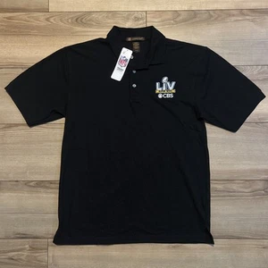 Super Bowl LIV CBS Crew Polo Shirt Mens Size M Medium Black Short Sleeve NEW - Picture 1 of 8
