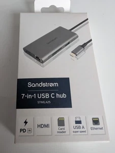 brand new SANDSTROM S7IN1LA25 7-port USB Type-C Connection Hub, high speed - Picture 1 of 4