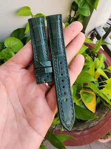 Size 20/18 mm Green Genuine Leather Skin Watch Strap Band-( can change size) - Picture 1 of 6