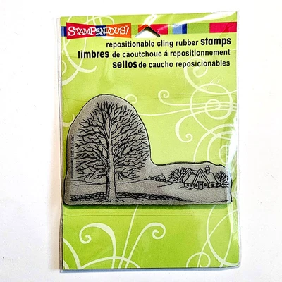 Estampilla de goma adhesiva WINTERSCAPE CRP217 casa hogar árboles escena um682 Foto 1 de 3