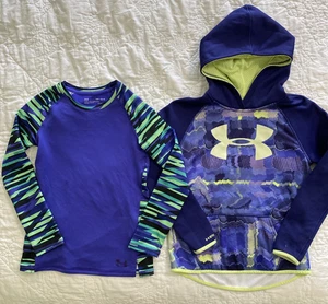 Lot of 2 - Youth Girl's UA Under Armour Long Sleeve Shirt & Hoodie, YMD Medium - Picture 1 of 4
