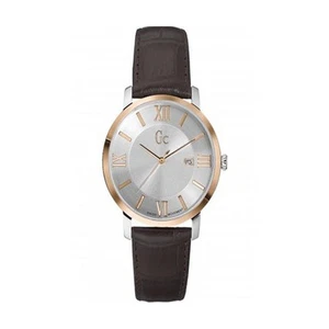 GC Men's SlimClass 42mm Brown Leather Band Gold Plated Case Quartz Silver-Tone D - Picture 1 of 2