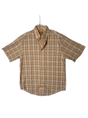Roundtree & Yorke Gold Label Men's No Iron Orange Plaid Dress Shirt-Medium - Image 1 of 4