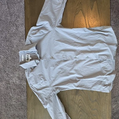 Camisa de vestir Express 1MX para hombre talla grande, extra delgada manga larga gris claro Foto 1 de 4