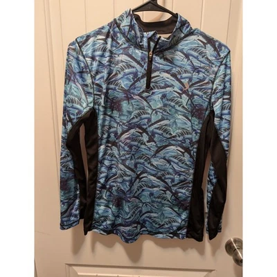 Youth Reel Legends Pullover With Striped Marlin. Youth Sz LG. Dri-Fit 3/4 Zip. - Image 1 of 4