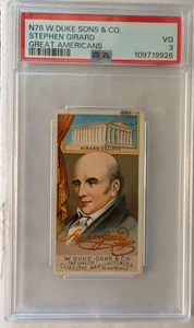 1888 N76 W. Duke Sons & Co Great Americans Stephen Girard PSA 3 VG Nine Higher - Picture 1 of 6