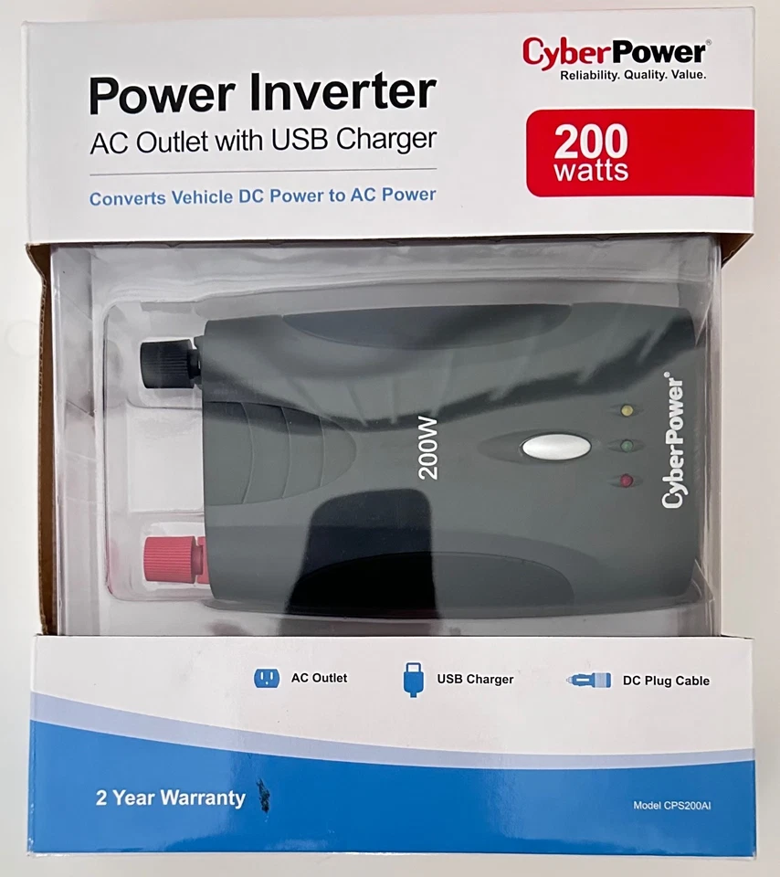 CyberPower CPS200AI DC to AC Power Inverter - 200 Watt
