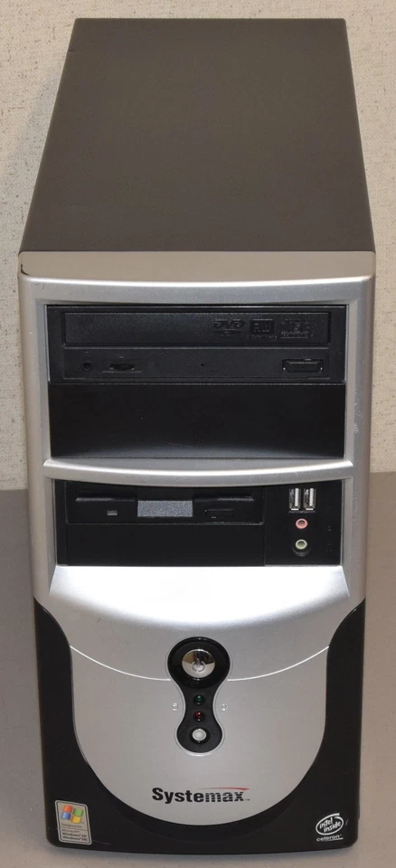 PC retro para juegos Systemax Foxconn 651M03-G-6L Celeron 2,8 GHz 2 GB 3,5" disquete AGP Foto 1 de 4