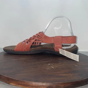 Merrell District Mahana Damen-Sandale aus geflochtenem Leder mit Riemen Redwood 10 neu mit Etikett - Bild 1 von 10